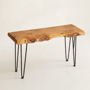 Solid Oak Live Edge Wood Side Table