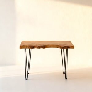 Solid Oak Live Edge Wood Side Table