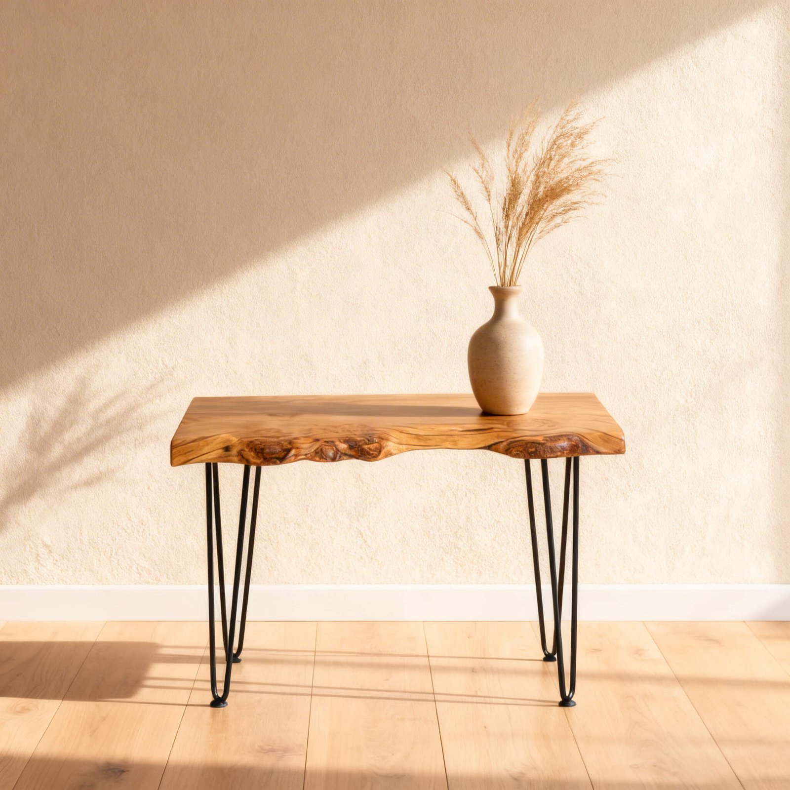 Solid Oak Live Edge Wood Side Table - Image 2